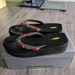 Volatile Rhinestone Wedge Sandal Size 8
